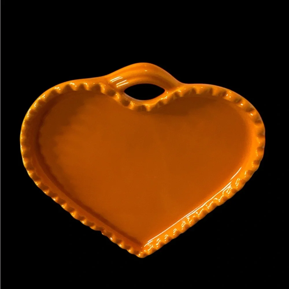 Heart-Shaped Orange Ceramic Plate by Williams-Sonoma (2-M)